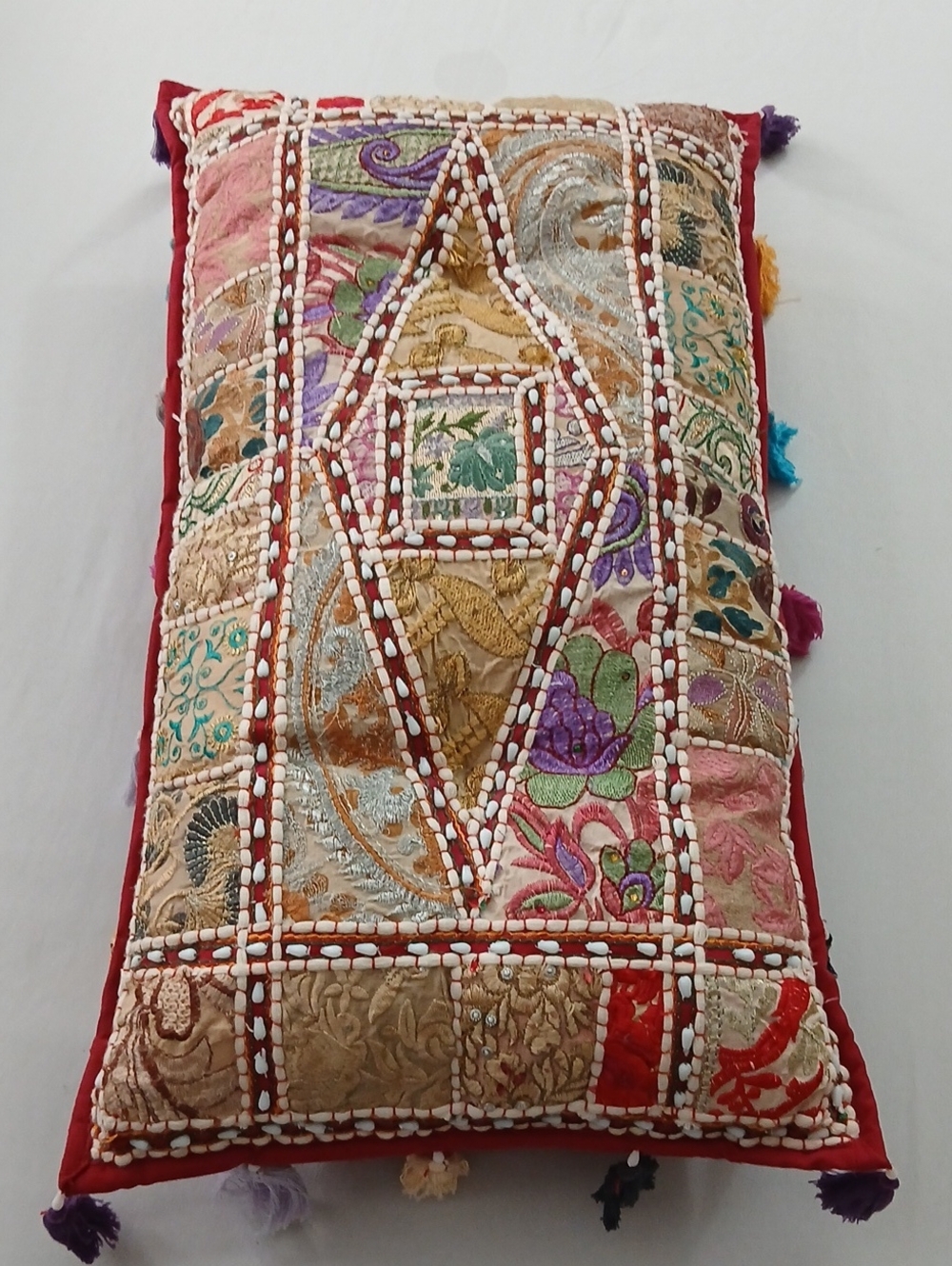 Beautiful Embroidered Patchwork Pillow